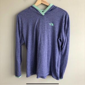 The North Face Purple Green Long Sleeve Pullover Hoodie Women's Size Large L